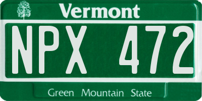 VT license plate NPX472