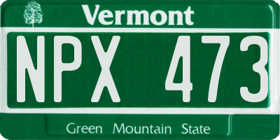 VT license plate NPX473