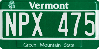 VT license plate NPX475
