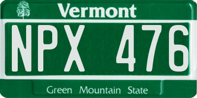 VT license plate NPX476