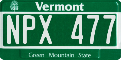 VT license plate NPX477