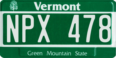 VT license plate NPX478