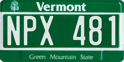 VT license plate NPX481