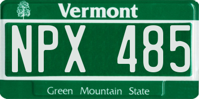 VT license plate NPX485