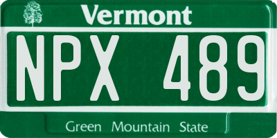 VT license plate NPX489