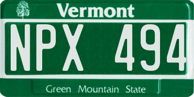 VT license plate NPX494