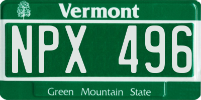 VT license plate NPX496