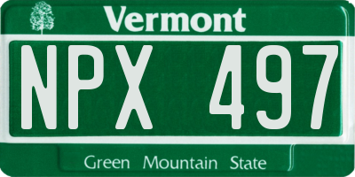 VT license plate NPX497