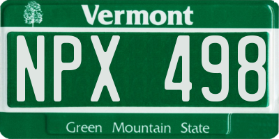 VT license plate NPX498