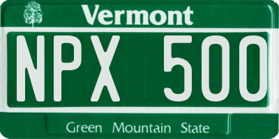 VT license plate NPX500