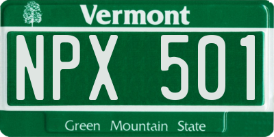 VT license plate NPX501