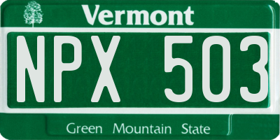 VT license plate NPX503