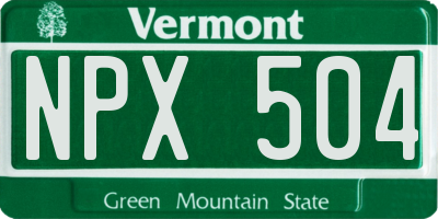 VT license plate NPX504