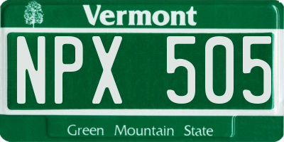 VT license plate NPX505