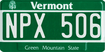 VT license plate NPX506