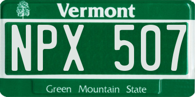 VT license plate NPX507