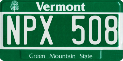 VT license plate NPX508