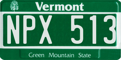 VT license plate NPX513