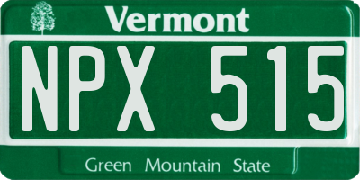 VT license plate NPX515
