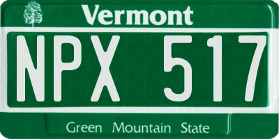 VT license plate NPX517