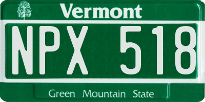 VT license plate NPX518