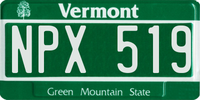 VT license plate NPX519