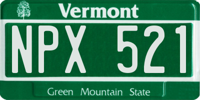 VT license plate NPX521