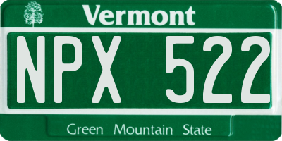 VT license plate NPX522