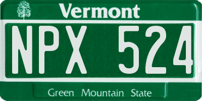VT license plate NPX524