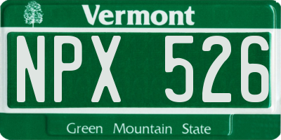 VT license plate NPX526