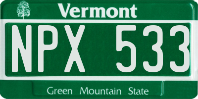 VT license plate NPX533