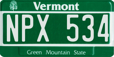 VT license plate NPX534