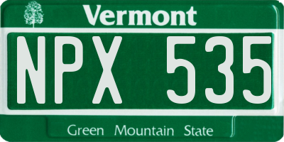 VT license plate NPX535
