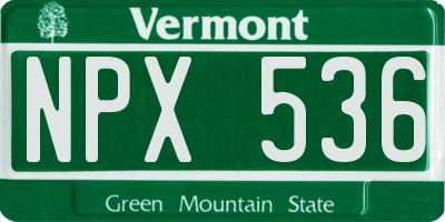 VT license plate NPX536
