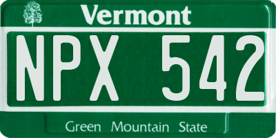 VT license plate NPX542