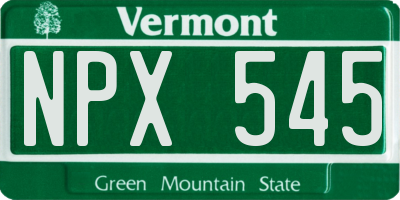VT license plate NPX545