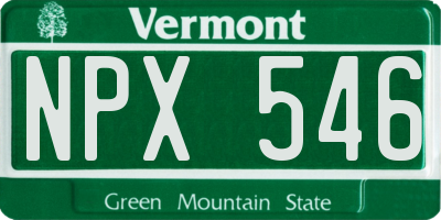 VT license plate NPX546