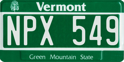 VT license plate NPX549