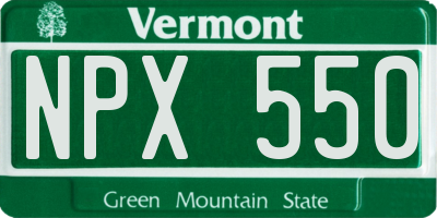 VT license plate NPX550