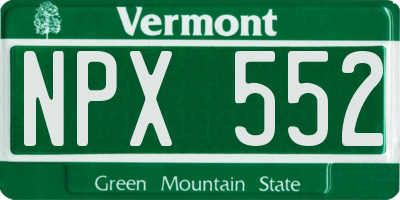VT license plate NPX552
