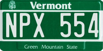 VT license plate NPX554