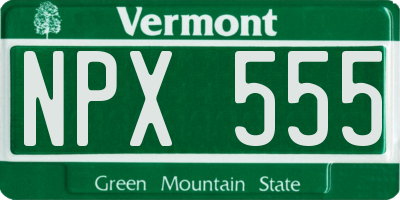 VT license plate NPX555