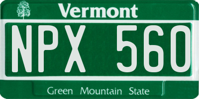 VT license plate NPX560