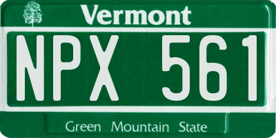 VT license plate NPX561