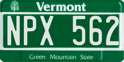 VT license plate NPX562