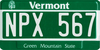 VT license plate NPX567
