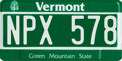 VT license plate NPX578