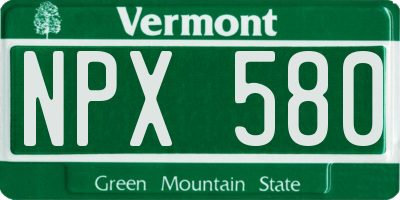 VT license plate NPX580