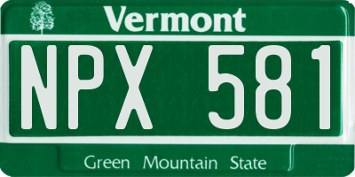 VT license plate NPX581