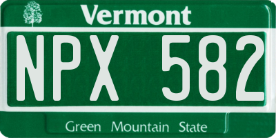 VT license plate NPX582